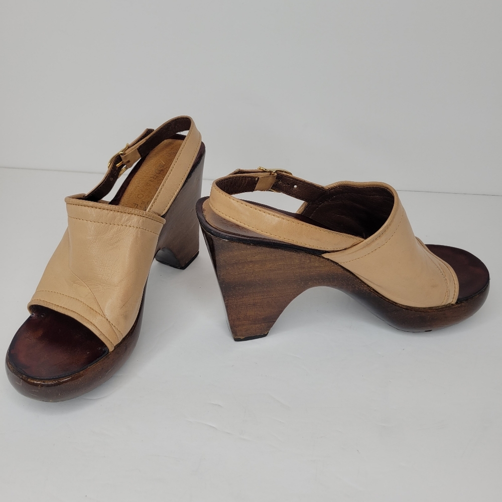 Vintage CHARLES JOURDAN High Heel Platform Boho Hippie Sandals ITALY Leather 6.5